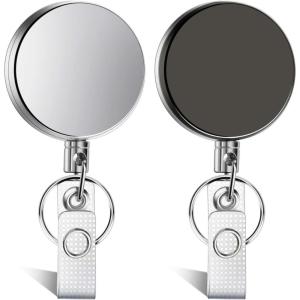imageAnezus 2 Pack Retractable Badge Holder Retractable Keychain Heavy Duty ID Card Badge Holder Retractable Reel Clip with Key Ring Belt Clip for Name Card Keycard