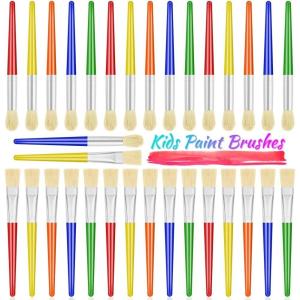 imageAnezus 30 Kids Paint Brushes Set with Jumbo Round Watercolor and Large Flat Craft Brushes