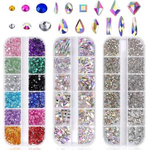 imageAnezus 4728Pcs Nail Gems with Crystals Rhinestones Jewls Pickup Tool Pen for Nails Nail Art Supplies Diamond Stones for Nails Decoration Makeup Clothes Shoes