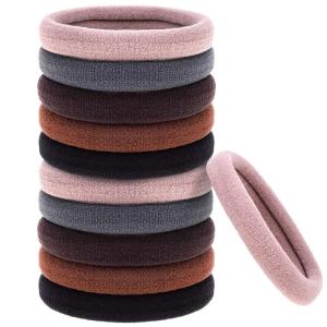 imageAnezus 50 Pcs Thick Black Hair Ties Large Hair Elastics Bulk Hair Ties Stretch Hair Bands Ponytail Holders for Thick Heavy and Curly Hair Neutral ColorsNeutral