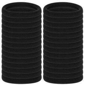 imageAnezus 50 Pcs Thick Black Hair Ties Large Hair Elastics Bulk Hair Ties Stretch Hair Bands Ponytail Holders for Thick Heavy and Curly Hair Neutral ColorsBlack