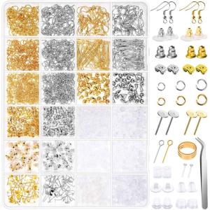 imageAnezus Earring Making Kit with Earring Hooks Findings Earring Backs Posts Jump Rings for Jewelry Making Supplies 2320Pcs