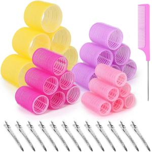 imageAnezus SelfGrip Rollers Set  60 Pcs Multicolored Curlers and Clips for HairstylingAssorted Color