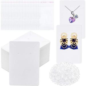 imageEarring Cards Anezus 100 Pcs Earring Display Cards Earring Holder Cards with 200 Earring Backs and 100 Self Sealing Bags for Earrings Necklace Jewelry Display Kraft Color 35x24 InchesWhite