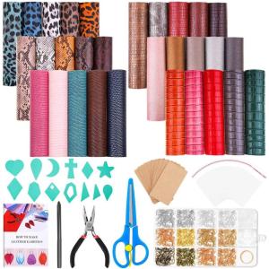imageFaux Leather Sheets for Jewelry Making Supplies Anezus Leather Earring Making Kit Include 30 Pcs Faux Leather Sheet 240pcs Earring Hooks and Tools for Jewelry Earrings Making DIY Craft