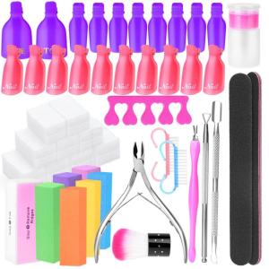 imageGel Polish Remover Kit Anezus 1045pcs Gel Nail Polish Remover Tools with Nail Clips Nail Wipes Cuticle Pusher and Cutter Nail Buffer and Files for Acetone Acrylic Nail Remover