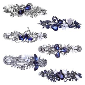 imageHair Barrettes for Women Anezus 6 Pcs Crystal Rhinestones Hair Barrettes Fancy Vintage Spring French Hair Clips for Women Girls Hair Styling Tools Accessories