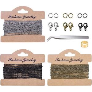 imageJewelry Chains for Making Jewelry Anezus 48 Feet Stainless Steel Silver Bronze and Black Chains with Jump Rings and Lobster Clasps for Jewelry Necklace and Bracelet Making 20 mm