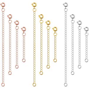imageJewelry Extenders for Necklaces Anezus 12pcs Necklace Extenders Chain Extenders for Necklace Bracelet and Jewelry Making Assorted Sizes ampamp ColorsSilver  Gold and Rose Gold