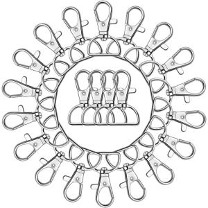 imageKey Chain Clip Hook Anezus D Ring Clip Keychain Lanyard Swivel Snap Hooks Clip on Key Ring for Crafts and Purse Hardware 34 inchSilver