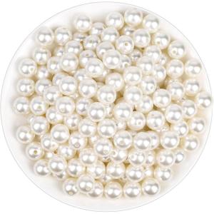 imagePearl Beads Anezus 800pcs Ivory Pearl Craft Beads Loose Pearls for Jewelry Making Crafts Decoration and Vase Filler Assorted Sizes12 MM