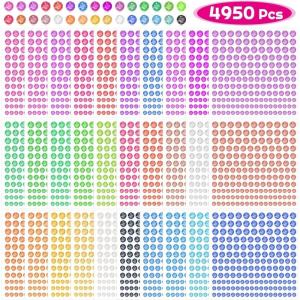 imageRhinestone Stickers Anezus 4950pcs Adhesive Stick on Gems Face Jewels Stickers Self Adhesive Rhinestones for Crafts Makeup and Decorations 30 Colors 4 Sizes