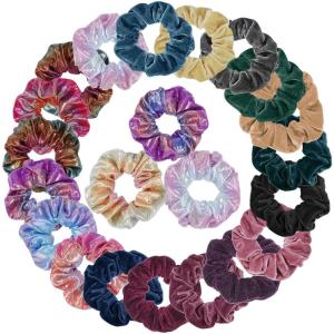 imageScrunchies for Hair Anezus 26 Pack Velvet Scrunchies and Metallic Scrunchies Elastics Hair Bands Scrunchy Bobbles Hair Ties for Women and Girls Hair Accessories