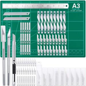 imageSelf Healing Cutting Mat for Sewing Anezus 12quot x 18quot Cutting Mat Craft Knife Kit with Sewing Mat Craft Knife and SK5 Carving Blades Retractable Utility Knife Steel Ruler for Sewing Rotary Cutter