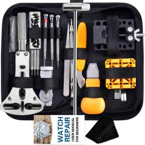 imageWatch Repair Kit Anezus 187Pcs Watch Tool Kit with Watch Link Pin Remover Tools and Watch Back Case Removal Tools for Watch Strap Remover Watch Battery Replacement Watch Band Sizing Watch Repair