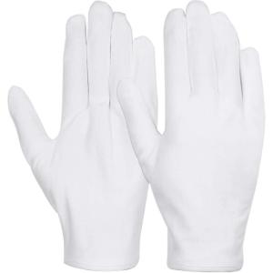 imageanezus 6 Pairs White Cotton Gloves for Dry Hands Eczema SPA Moisturizing Work Glove Liners for Serving Costume InspectionLarge