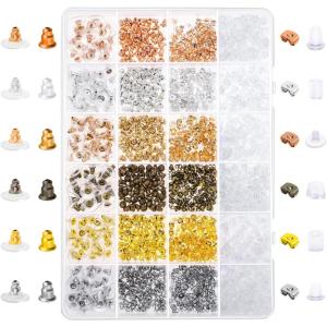 imageanezus Earring Backs 2010Pcs Earring Backs Secure with Clear Rubber Earring Backs Metal Earing Backings Replacements for Earrings Studs Posts Assorted Colors ampamp Styles