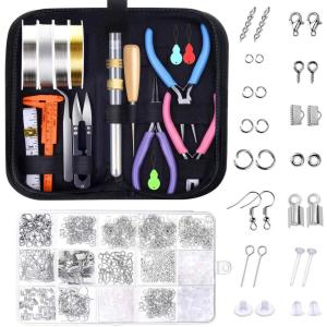 imageanezus Jewelry Making Tools Kit Jewelry Making Supplies Wire Wrapping Kit with Beading Needles Jewelry Pliers Elastic String and Earring Findings for Jewelry Necklace Repair