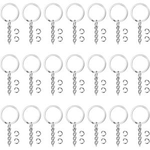 imageanezus Key Chain Rings 100Pcs Key Chains Keychain Rings Bulk Flat Key Ring Blanks Key Hook Keychain Hardware for Shrinky Dink and Keychain Craft
