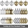 imageAnezus 60Pcs Pendant Trays Bezel Pendant Trays Blanks with Glass Cabochons for Pendants Making and Jewelry Making 5 Styles