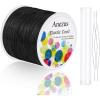 imageStretchy String for Bracelets Anezus Elastic String Jewelry Bead Cord with 2pcs Large Eye Beading Needles for Seed Beads Pony Beads Bracelets and Jewelry Making WhiteBlack