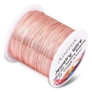image22 Gauge Jewelry Wire Anezus Craft Wire Tarnish Resistant Copper Beading Wire for Jewelry Making Supplies and Crafting Gold 49 Yards45 MetersRose Gold