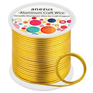 imageAnezus 12 Gauge Aluminum Wire 100 Feet  2mm Metal Armature Bendable Sculpting Wire for Crafts Wreath Making Jewelry Making Beading Floral Silvergold