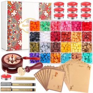imageAnezus 754pcs Sealing Kit with Wax Beads Stamp Warmer Vintage Envelopes Metallic Pen for Letter Sealing Invitations Crafts