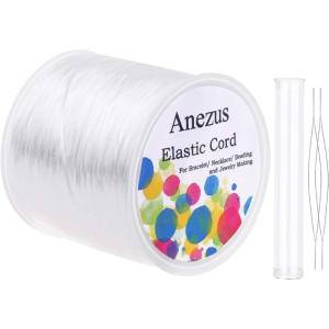 imageStretchy String for Bracelets Anezus Elastic String Jewelry Bead Cord with 2pcs Large Eye Beading Needles for Seed Beads Pony Beads Bracelets and Jewelry Making WhiteWhite