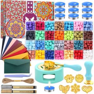 imageUpgraded Wax Seal Stamp Kit Anezus 790pcs Sealing Stamp Kit with Wax Seal Beads Stamps Warmer Vintage Envelopes and Gift Box for Letter Sealing Invitation Cards Craft DecorationUpgraded Wax Seal Kit
