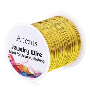 image22 Gauge Jewelry Wire Anezus Craft Wire Tarnish Resistant Copper Beading Wire for Jewelry Making Supplies and Crafting Antique Bronze 49 Yards45 MetersGold