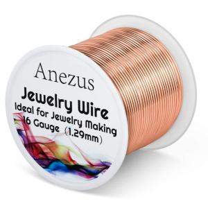 imageAnezus 16 Gauge Jewelry Wire 11 Yards Craft Wire Tarnish Resistant Copper Wire for Jewelry Making Wire Wrapping and CraftingSilverRose Gold