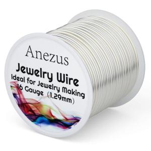 imageAnezus 16 Gauge Jewelry Wire 11 Yards Craft Wire Tarnish Resistant Copper Wire for Jewelry Making Wire Wrapping and CraftingSilverSilver