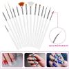 imageAnezus Nail Art Brushes Nail Art Painting Polish Design Tools Set with 15Pcs Nail Gel Brushes 5Pcs Nail Dotting Pen 30 Colors Nail Striping Tape and 36 Sheets Nail Stencils French Tip Guides Sticker
