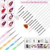 imageAnezus Nail Art Brushes Nail Art Painting Polish Design Tools Set with 15Pcs Nail Gel Brushes 5Pcs Nail Dotting Pen 30 Colors Nail Striping Tape and 36 Sheets Nail Stencils French Tip Guides Sticker