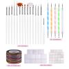 imageAnezus Nail Art Brushes Nail Art Painting Polish Design Tools Set with 15Pcs Nail Gel Brushes 5Pcs Nail Dotting Pen 30 Colors Nail Striping Tape and 36 Sheets Nail Stencils French Tip Guides Sticker
