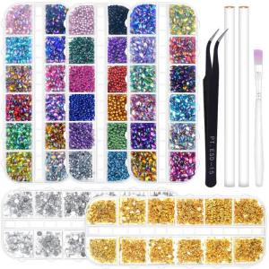 imageAnezus 6800Pcs Nail Art Rhinestones Nail Stone Gems Design Kit with Pickup Tools for Nail Art Supplies Accessories